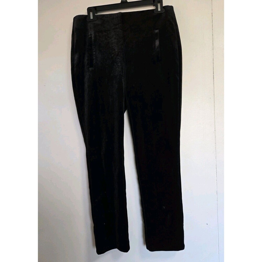 Chicos Pants Womens Sz 0 Black Velvet So-Slimming Juliet Stretch Pull-On Ankle‎
